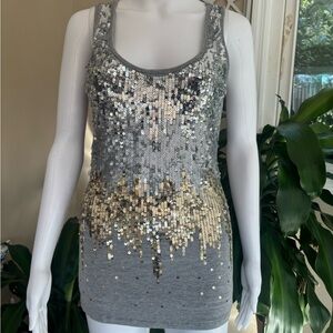 Forever 21 Silver and Gold Sequin Tank Top